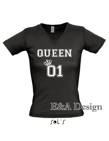T-shirt 'Queen met kroon' (vrouwen)